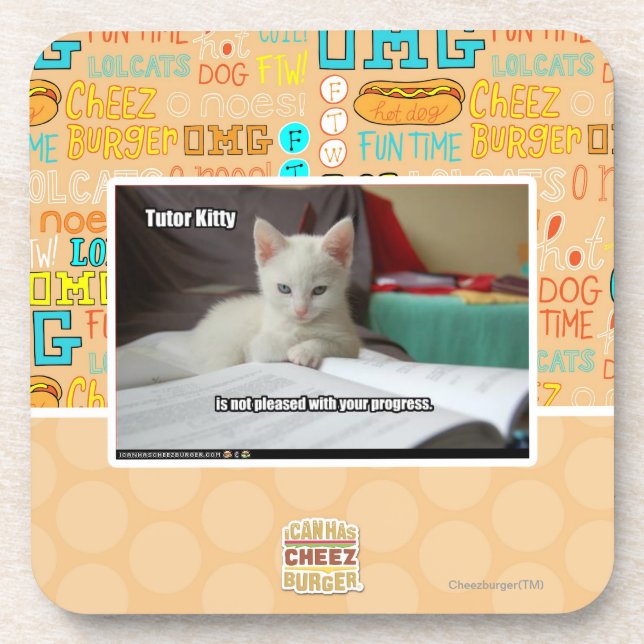 Tutor Kitty Beverage Coaster (Front)