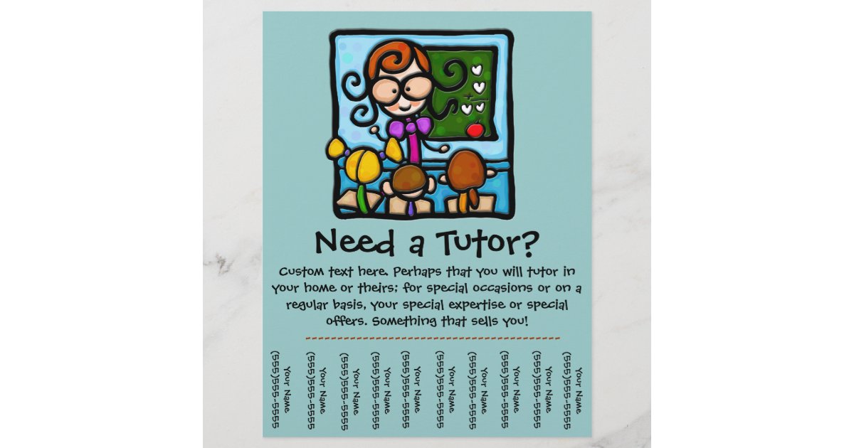 Tutor promotional tear sheet flyer | Zazzle