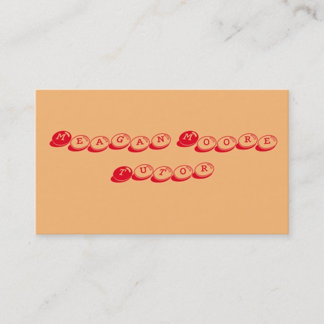 Tutor Red and Peach Business Card (Front)