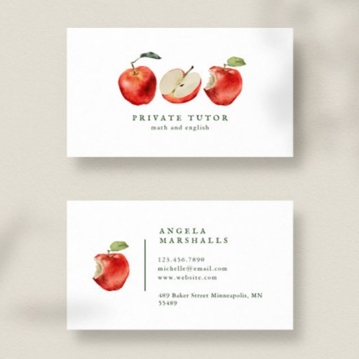 Customizable Tutor Teacher Apples Business Card