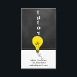 Tutor Teacher Chalkboard Light Bulb Idea Business Card<br><div class="desc">Whimsical teacher tutor business card featuring a yellow light bulb in front of a chalkboard; with the light bulb symbolizing a big idea, or a light going on in the mind of the pupil. A great symbolic image for a teacher or tutor! Add your subject areas or service on the...</div>