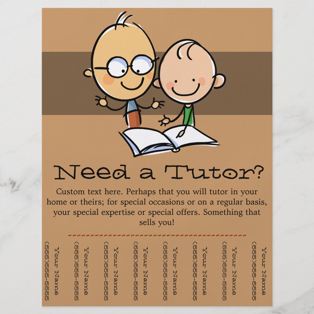 Tutor Tutoring promotional tear sheet flyer | Zazzle