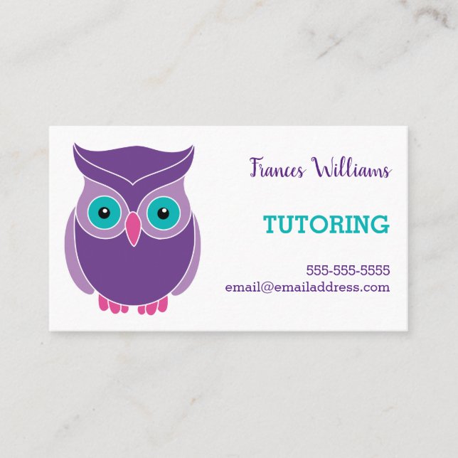 Tutoring Appointment Reminder Purple Owl (Front)