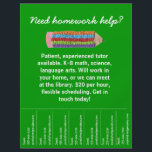 Tutoring Flyer<br><div class="desc">Nobody will miss this vibrantly colored, playful but polished tutoring flyer featuring a child's artwork. Simply replace our sample info with your own, post around town, and wait for the calls to come in! Extra sweet: Half the design proceeds for this product go to kids' charities.</div>
