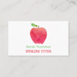Tutoring Watercolor Red Apple Teacher Tutor Business Card<br><div class="desc">Tutoring Watercolor Red Apple Teacher Tutor Business Cards. Pretty watercolor red apple on front and backside. Add your title,  name and contact info for your tutoring services. Customize to change font styles or colors. All text is editable.  www.PrettyBusinessCards.com</div>