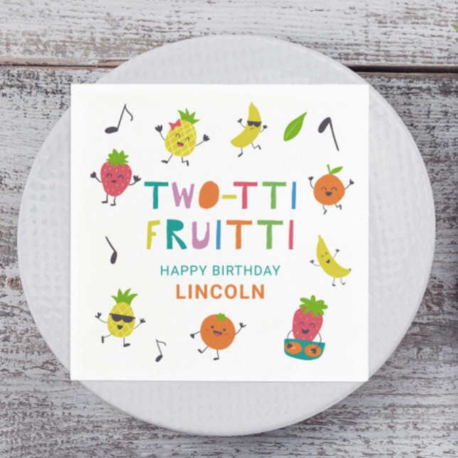 Tutti Fruitti Birthday Custom Cute Fruits Napkins (Creator Uploaded)