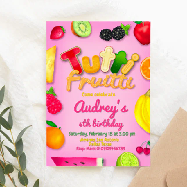 Tutti Fruitti Fruits Birthday Party Invitation Zazzle