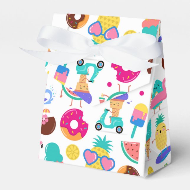 Tutti Fruitti Summer Fruit Ice Cream Treats Party Favor Boxes (Front Side)