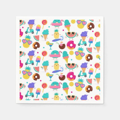 Tutti Fruitti Summer Fruit Ice Cream Treats Party Napkins