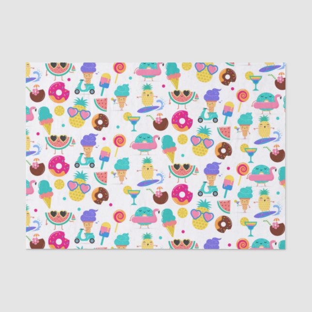Tutti Fruitti Summer Fruit Ice Cream Treats Party Tissue Paper (Front)