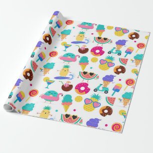 Tutti Fruitti Summer Fruit Ice Cream Treats Party Wrapping Paper