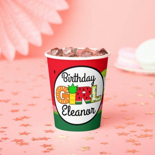 Tutti frutti Birthday Girl  Paper Cups