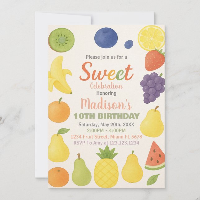 Tutti Frutti Birthday Invitation (Front)