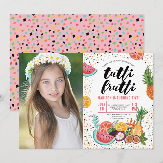 Tutti Frutti | Birthday Party | Photo Invitation (Front/Back)