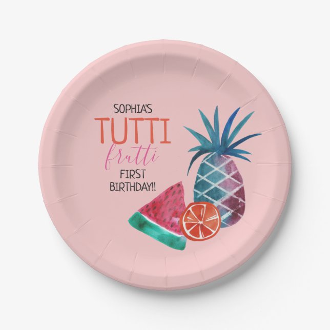 Tutti Frutti Child's Birthday Party Paper Plates (Front)