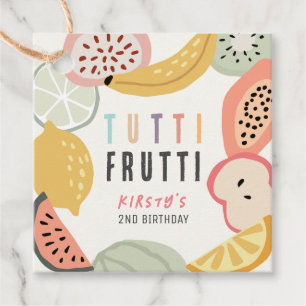 Tutti Frutti Colorful Fruit 2nd Birthday Favor Tags