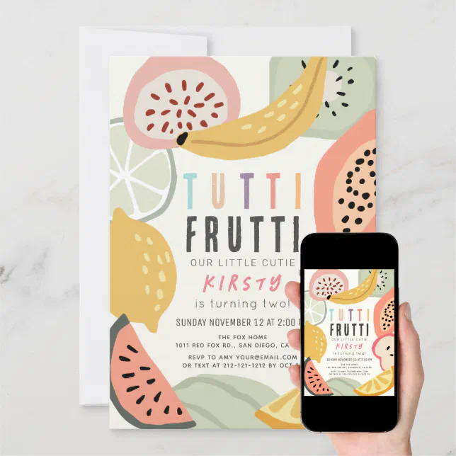 Invitation Deux To Frutti 2e Anniversaire Tutti Frutti Partie