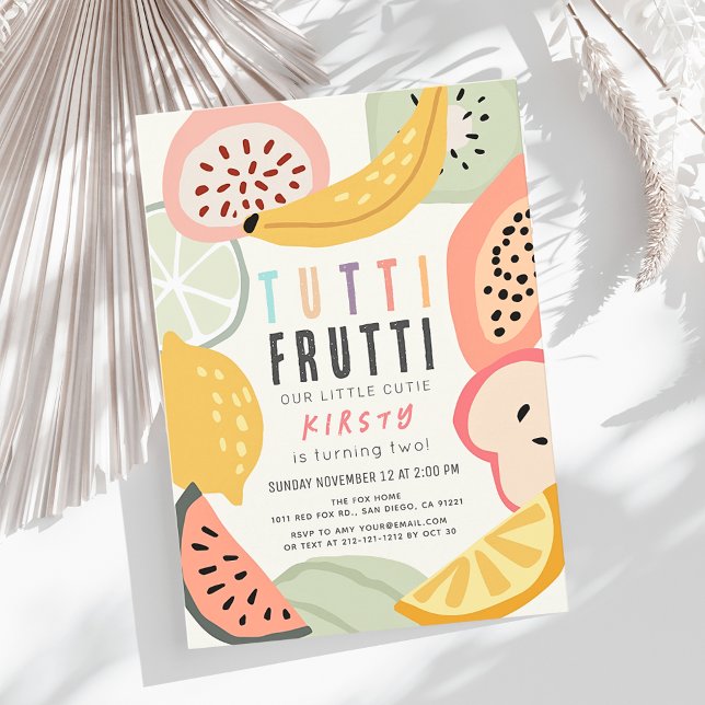Tutti Frutti Colorful Fruit 2nd Birthday Invitation (Creator Uploaded)