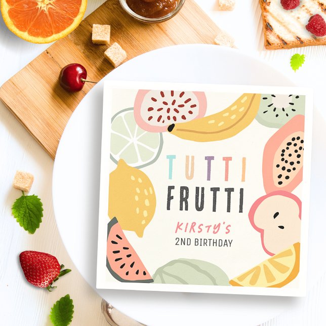 Tutti Frutti Colorful Fruit 2nd Birthday Napkins (Creator Uploaded)