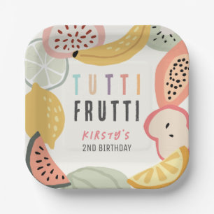 Tutti Frutti Colorful Fruit 2nd Birthday Paper Plates