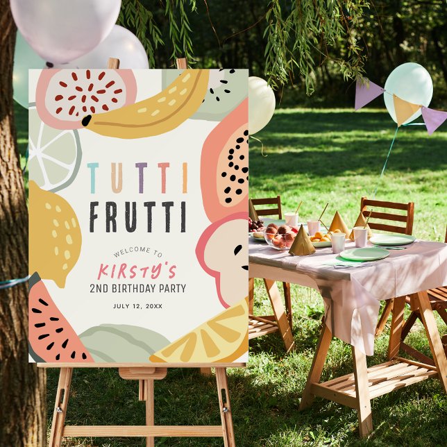 Tutti Frutti Colorful Fruit 2nd Birthday Welcome Foam Board (Creator Uploaded)