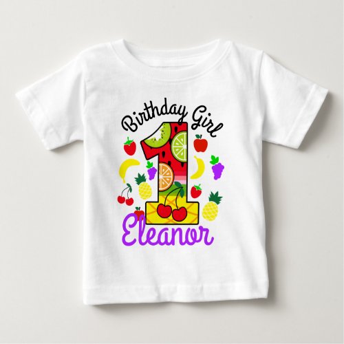Tutti frutti First Birthday Girl  Baby T_Shirt