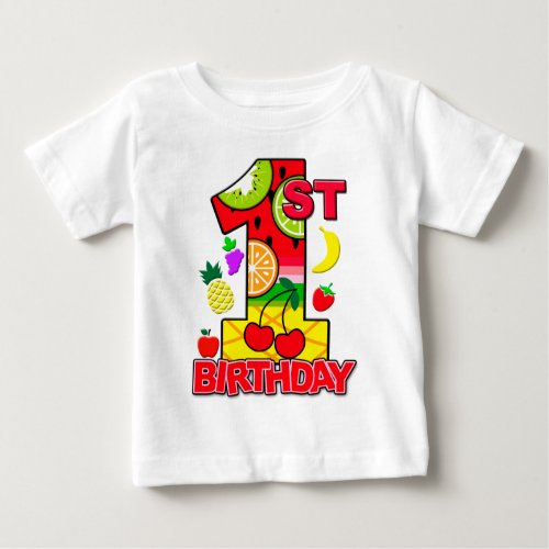 Tutti Frutti First Birthday Girl  Baby T_Shirt