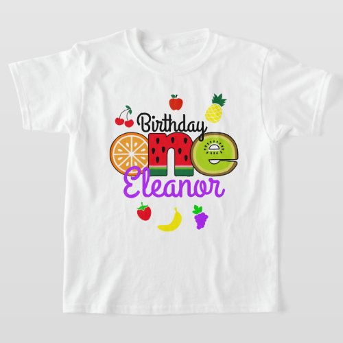 Tutti frutti First Birthday Girl one birthday   T_Shirt