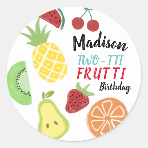 Tutti frutti Fresh Summer Birthday Shower Classic Round Sticker