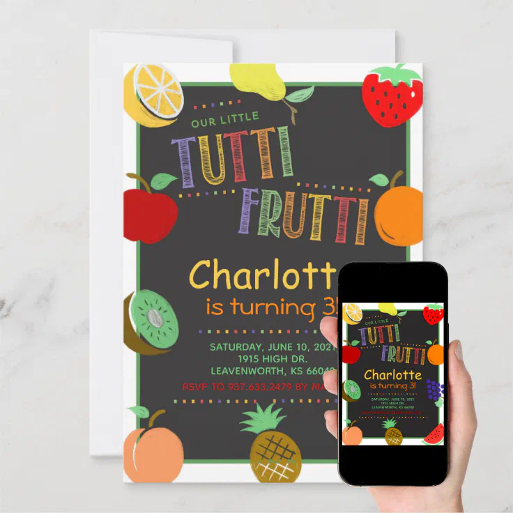 Tutti Frutti Fruit Birthday Invitation Zazzle