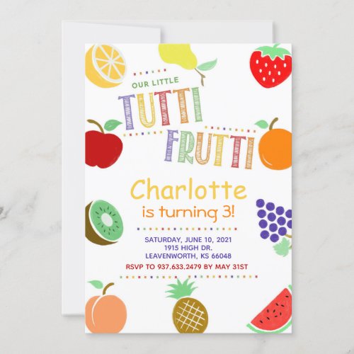 Tutti Frutti Fruit Birthday Invitation