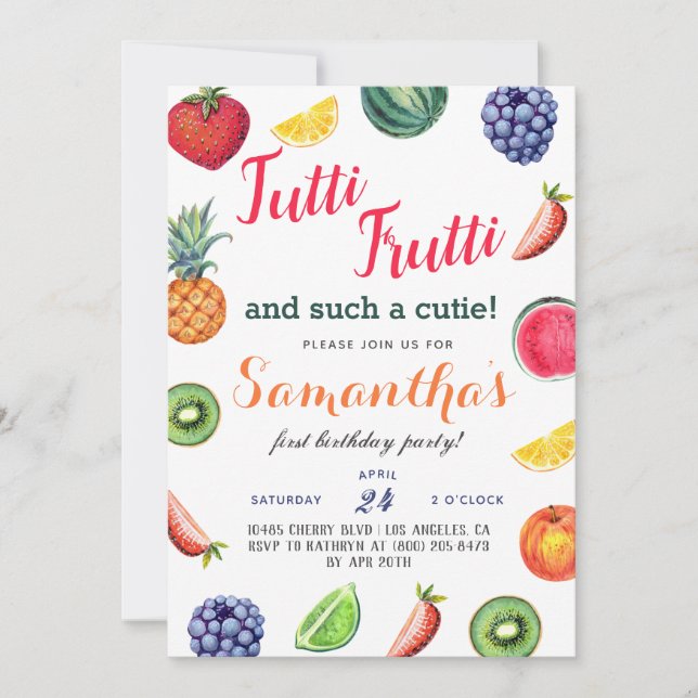 Tutti Frutti Fruit Birthday Invitation (Front)