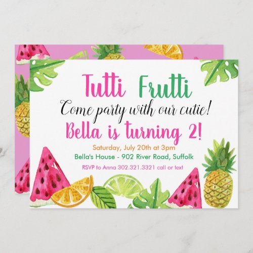 Tutti Frutti _ Fruit Birthday Party Invitation