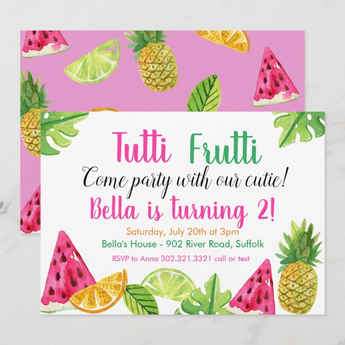 Tutti Frutti Fruit Birthday Party Invitation