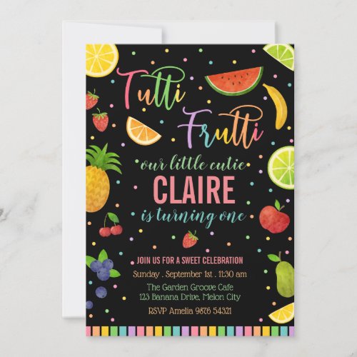 Tutti Frutti  Fruit Party Birthday Invitation