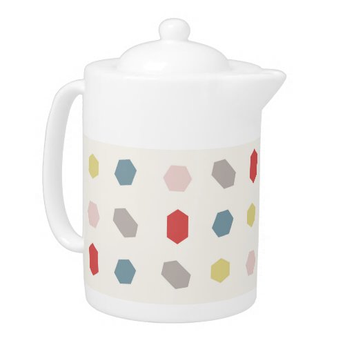 Tutti Frutti Geometric Pattern  Ceramic Teapot