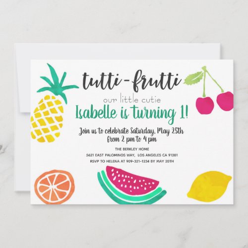 Tutti Frutti Invitation for Birthday or Any Event