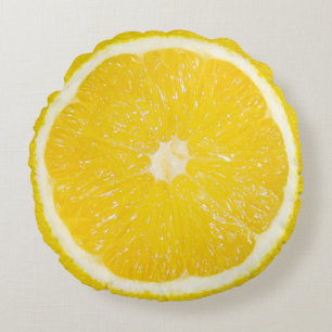 Tutti Frutti Lemon Round Pillow