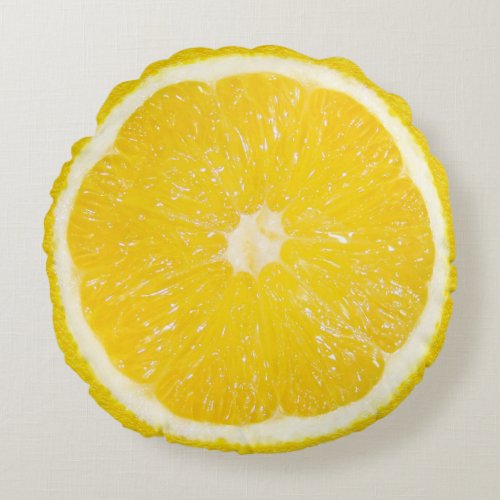 Tutti Frutti Lemon Round Pillow