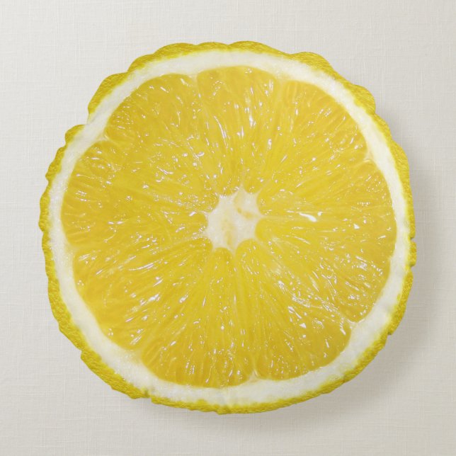 Tutti Frutti Lemon Round Pillow (Front)
