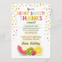Tutti Frutti Party Fruit birthday Thank You Card
