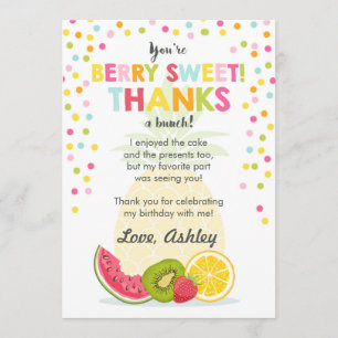 Tutti Frutti Party Fruit birthday Thank You Card