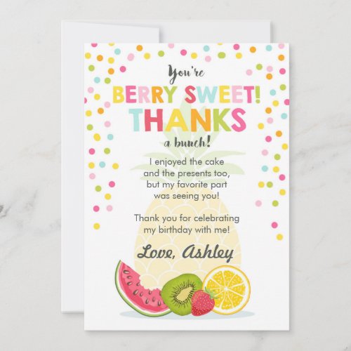 Tutti Frutti Party Fruit birthday Thank You Card
