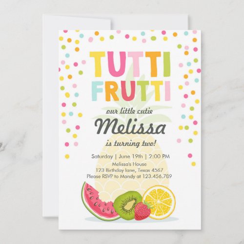 Tutti frutti party invite Tutti frutti birthday