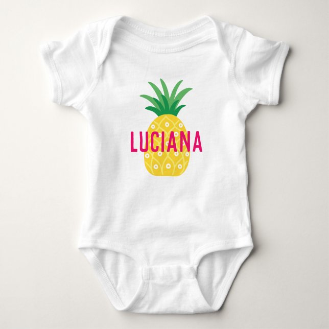 Tutti Frutti Pineapple Girls Personalized Baby Bodysuit (Front)