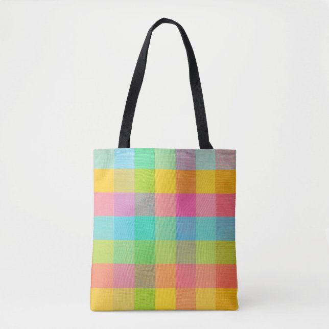 Tutti Frutti Plaid – Bright Checkered Everyday Tot Tote Bag (Front)