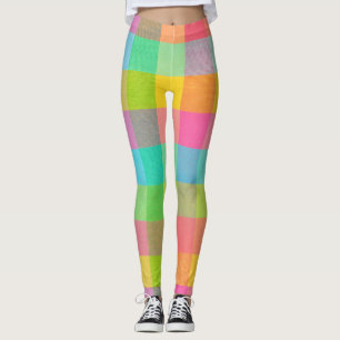 Tutti Frutti Plaid – Bright Checkered Pattern Legg Leggings