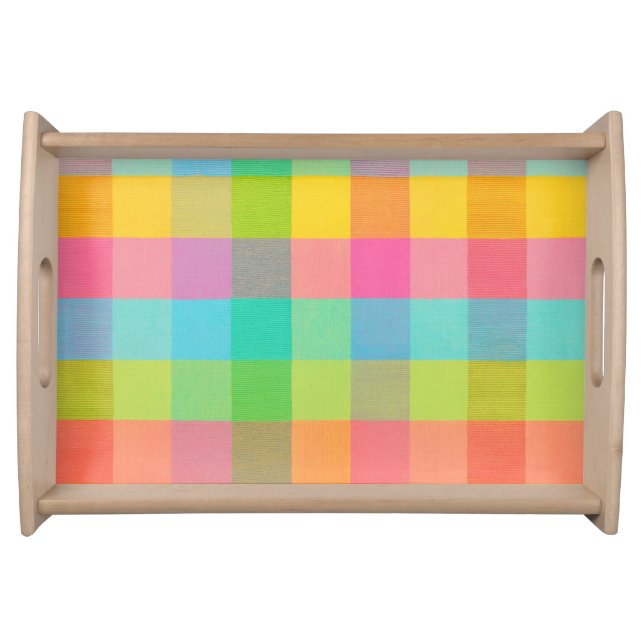 Tutti Frutti Plaid – Colorful Checkered Pattern Se Serving Tray (Front)