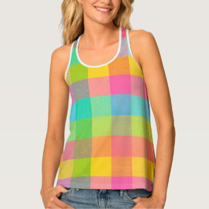 Tutti Frutti Plaid – Colorful Checkered Women’s Ta Tank Top