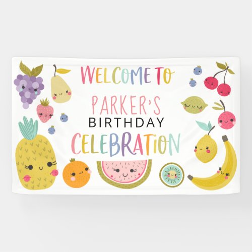 Tutti Frutti Rainbow Birthday Party Welcome Banner